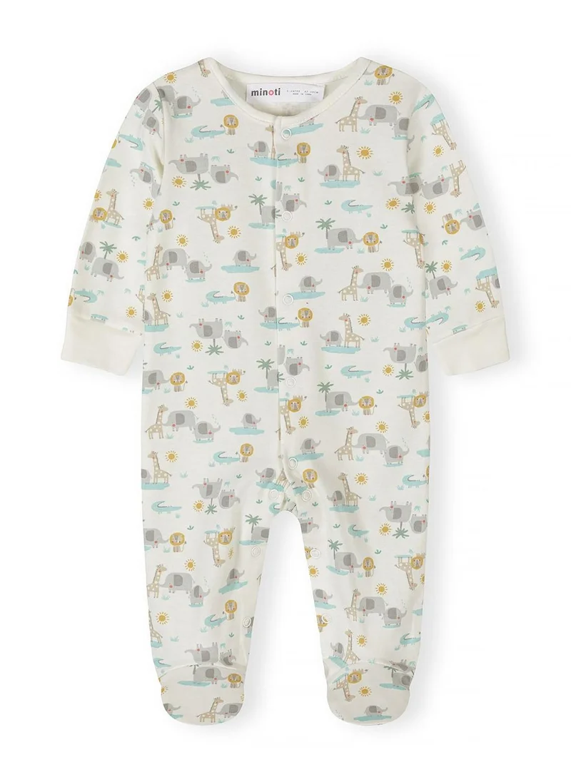مينوتي baby 3-pack breathable cotton sleepsuits cream safari print 0-24 months